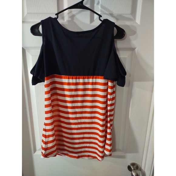 Unbranded Top Red White And Blue Stars And Stripes Cold Shoulder Size M - Picture 4 of 7
